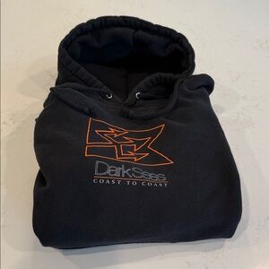 Dark Seas Black Hoodie with Orange Logo